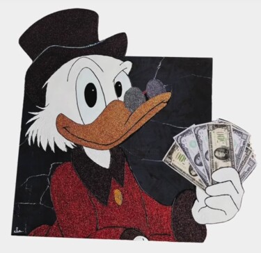 Picsou dollars Pintura titulada "Picsou dollars" por Cha., Obra de arte original, Pintura al aerosol Montado en Panel de madera