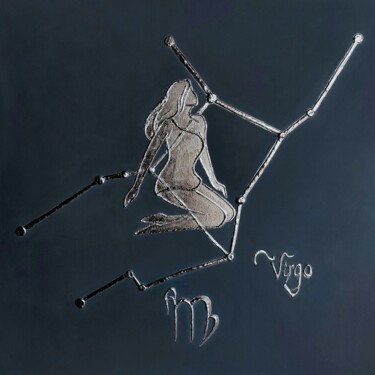 Zodiac sign virgo on black background Ζωγραφική με τίτλο "Zodiac sign virgo o…" από Viki Vorontsova, Αυθεντικά έργα τέχνης, Ακρυλικό Τοποθετήθηκε στο Ξύλινο φορεί…