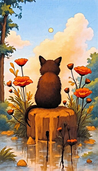 "Noj Meow'd" Digital Arts titled ""Noj Meow'd"" by Deep & Dawn, Original Artwork, Digital Painting