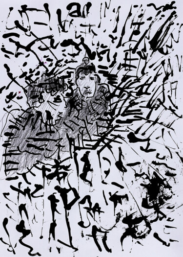 Disegno intitolato "Two ladies" da Jean Mirre, Opera d'arte originale, Inchiostro