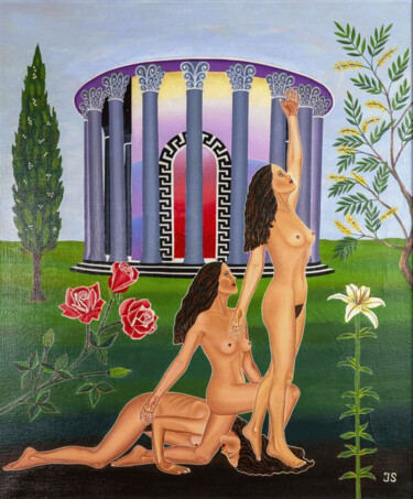 绘画 标题为“Mort et renaissance” 由Josiane Schutz, 原创艺术品, 油 安装在木质担架架上