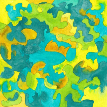 Lakes and Meadows Malerei mit dem Titel "Lakes and Meadows" von Anni Tait, Original-Kunstwerk, Aquarell