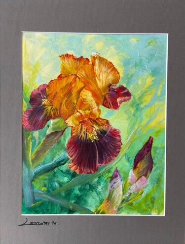 Schilderij getiteld "Série iris 2025 -2-" door Nadine Lenzotti, Origineel Kunstwerk, Acryl Gemonteerd op Karton