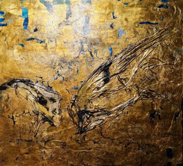 Painting titled "GOLDEN WINGS" by Alan Hieronim Konopczyński, Original Artwork, Acrylic