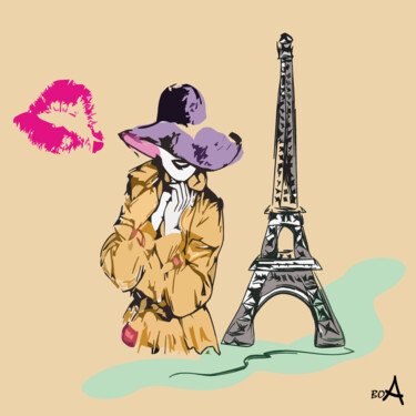 「Girl in a hat and t…」というタイトルのデジタルアーツ Oksana Budnichenkoによって, オリジナルのアートワーク, デジタル絵画