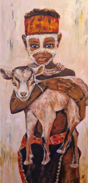Peinture intitulée "ENFANT NOMADE" par Nicole Lavigne, Œuvre d'art originale, Huile Monté sur Châssis en bois