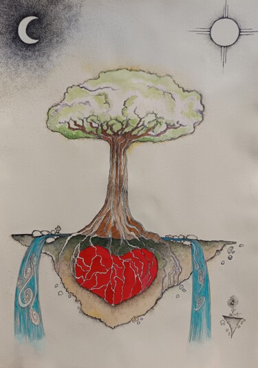 Dibujo titulada "Ancrage" por Aurélia Wilde, Obra de arte original, Rotulador