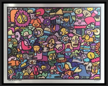 Printmaking titled "Shiny People" by Kev Munday, Original Artwork, Screenprinting