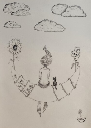 Dibujo titulada "Rêverie" por Aurélia Wilde, Obra de arte original, Rotulador
