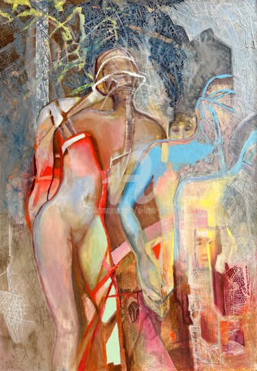 Schilderij getiteld "Nasze opowieści" door Anna Lupa-Suchy, Origineel Kunstwerk, Olie