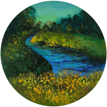 "Forest River - stre…" başlıklı Tablo Olesia Lebedenko tarafından, Orijinal sanat, Petrol Ahşap Sedye çerçevesi üzerine mont…