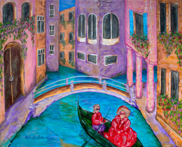 A secret rendezvous. On the canals of Venice Pittura intitolato "A secret rendezvous…" da Yuliia Kovalska, Opera d'arte originale, Acrilico Montato su Telaio per barella…