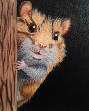绘画 标题为“Peinture, hamster h…” 由Steivan Loundou, 原创艺术品, 油 安装在纸板上