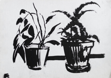 "on the windowsill" başlıklı Tablo Pavel Minchenia tarafından, Orijinal sanat, Guaş boya
