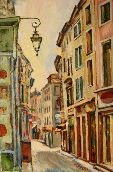 绘画 标题为“Rue de Marchands, A…” 由Nardus, 原创艺术品, 油 安装在纸板上