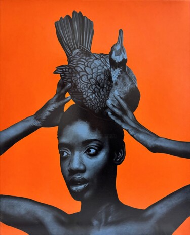 Feel the Blue III, 2025 - Ritchelly Oliveira 绘画 标题为“Feel the Blue III,…” 由Ritchelly Oliveira, 原创艺术品, 丙烯 安装在木质担架架上