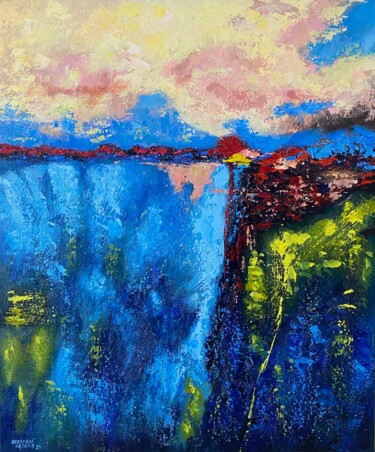 제목이 "Waterfall-Original…"인 미술작품 Nataliia Yakovenko로, 원작, 아크릴 나무 들것 프레임에 장착됨