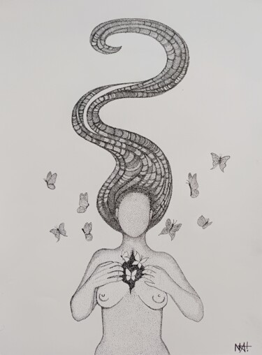 Рисунок под названием "Butterfly" - Aurélia Wilde, Подлинное произведение искусства, Маркер