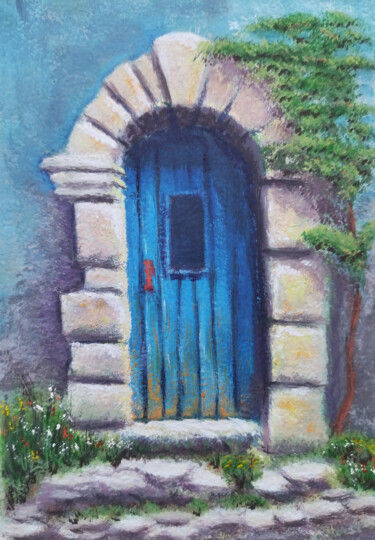 Blue Door 제목이 "Blue Door"인 미술작품 Adonis Tukhvatshyn로, 원작, 구아슈