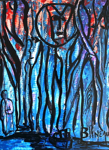 제목이 "P161H40 Ciel en feu"인 미술작품 Bernard Pineau로, 원작, 기름