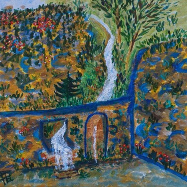 Evocation du Ruisseau au Village Pintura titulada "Evocation du Ruisse…" por Piroska Fekete Fkt, Obra de arte original, Acrílico Montado en Cartulina