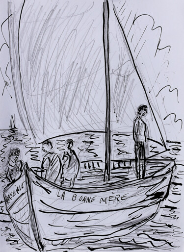 Disegno intitolato "La bonne mère" da Jean Mirre, Opera d'arte originale, Inchiostro
