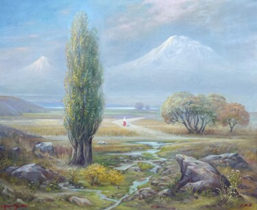 Ararat Valley Schilderij getiteld "Ararat Valley" door Samvel Atasunts, Origineel Kunstwerk, Olie