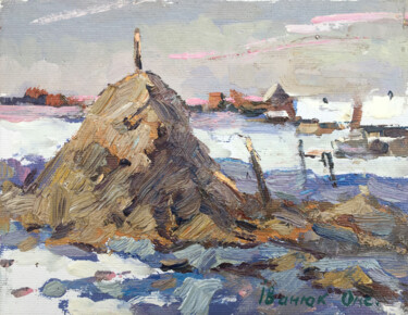 Pittura intitolato "Outside the village" da Oksana Ivanyuk, Opera d'arte originale, Olio Montato su Telaio per barella in le…