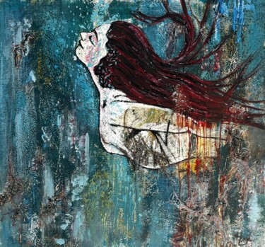 Pittura intitolato "Danse aquatique" da Kamourange, Opera d'arte originale, Acrilico Montato su Telaio per barella in legno