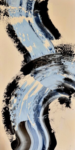 Blue abstract painting Painting titled "Blue abstract paint…" by Arina Safyanova, Original Artwork, Acrylic Mounted on Wood Stretcher frame