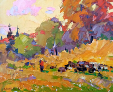 Pintura titulada "Warm autumn" por Oleksiy Ivanyuk, Obra de arte original, Oleo Montado en Bastidor de camilla de madera