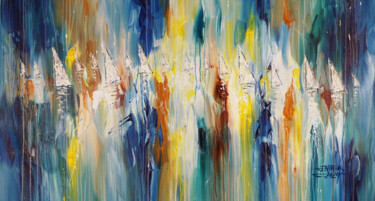 Sail Boats L 9 Schilderij getiteld "Sail Boats L 9" door Peter Nottrott, Origineel Kunstwerk, Acryl
