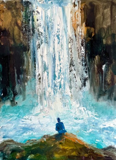 Картина под названием "Waterfall (2)" - Anastasiya Krokhmal ( Art Kroha), Подлинное произведение искусства, Масло