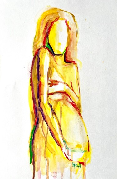 Schilderij getiteld "Pregnant" door Anastasiya Krokhmal ( Art Kroha), Origineel Kunstwerk, Aquarel