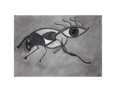 Fragmented Perception Рисунок под названием "Fragmented Percepti…" - Atelier Kleef, Подлинное произведение искусства, Древесный уголь