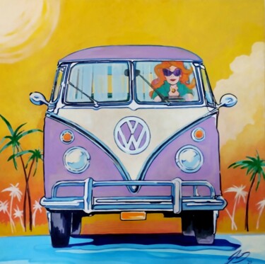 "volkswagen bully sa…" başlıklı Tablo Federico De Muro tarafından, Orijinal sanat, Akrilik Ahşap Sedye çerçevesi üzerine mon…