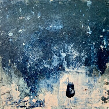 Celestial Veil - blue abstract 绘画 标题为“Celestial Veil - bl…” 由Alexandra Jagoda, 原创艺术品, 丙烯 安装在木板上