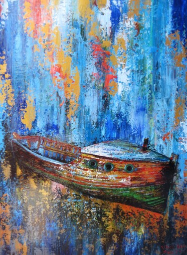 🔍 Adrift in Dreams Pittura intitolato "🔍 Adrift in Dreams" da Jihea Kim, Opera d'arte originale, Acrilico Montato su Telaio per barella in legno