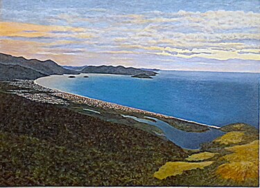 Pintura titulada "Lagoa Azul" por Galvão, Obra de arte original, Acrílico Montado en Bastidor de camilla de madera
