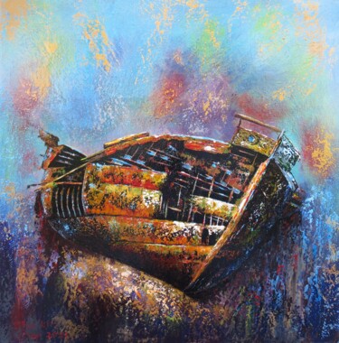 Shipwreck of Memories Картина под названием "Shipwreck of Memori…" - Jihea Kim, Подлинное произведение искусства, Акрил Установлен на Деревянная р…