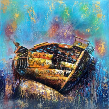 绘画 标题为“Shipwreck of Memori…” 由Jihea Kim, 原创艺术品, 丙烯 安装在木质担架架上