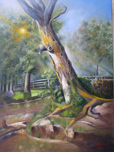 Roots of Time Painting titled "Roots of Time" by Jihea Kim, Original Artwork, Oil Mounted on Wood Stretcher frame