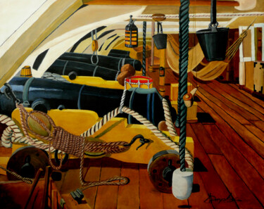 「The Guns of HMS Vic…」というタイトルの絵画 Anthony Dunphyによって, オリジナルのアートワーク, アクリル