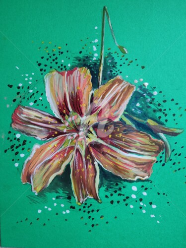 Painting titled "Tiger Lilly" by Diana Editoiu, Original Artwork, Watercolor