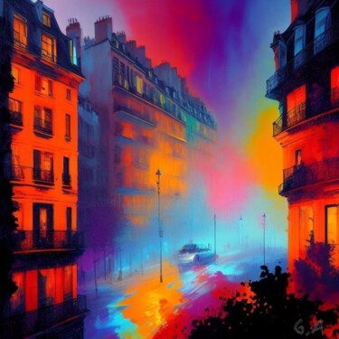 Le Passe-Muraille : Nocturne Parisien, Théâtre des Ombres 数字艺术 标题为“Le Passe-Muraille :…” 由Gaboriau Gérald, 原创艺术品, AI生成的图像