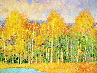 "Fall Landscape" ""Fall Landscape"" başlıklı Tablo Bill James Family Estate-Jo Ann James Trustee tarafından, Orijinal sanat, Petrol Ahşap Sed…