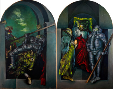 "Dittico -  Omaggio…" başlıklı Tablo Daniele Masini tarafından, Orijinal sanat, Petrol Ahşap Sedye çerçevesi üzerine monte e…