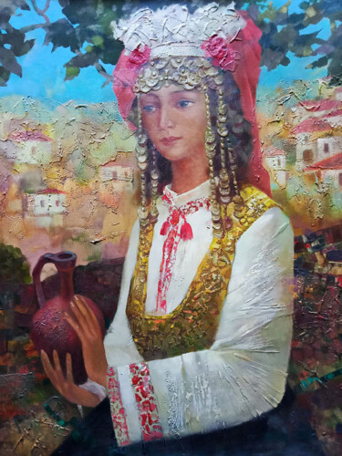 Bulgarian girl Pittura intitolato "Bulgarian girl" da Anatoly Tarabanov, Opera d'arte originale, Olio Montato su Telaio per barella in legno