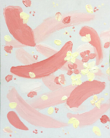 Floral Blush 绘画 标题为“Floral Blush” 由Dasha Jan, 原创艺术品, 丙烯 安装在木质担架架上