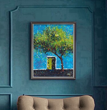 "Under the Olive Tree" başlıklı Tablo Nadiia Antoniuk tarafından, Orijinal sanat, Akrilik Ahşap Sedye çerçevesi üzerine mont…